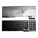  Power4Laptops Tedesco con Puntatore Telaio Argento Nero Tastiera Sostitutiva per Portatili Compatibile con Fujitsu Siemens Lifebook E754