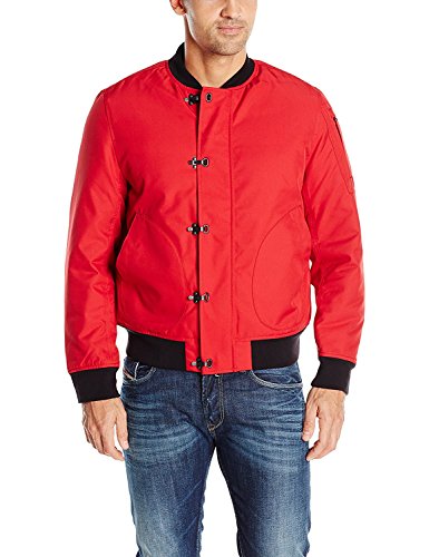 Nautica Men's Long Sleeve Military Inspired Bomber Jacket, Red, Large