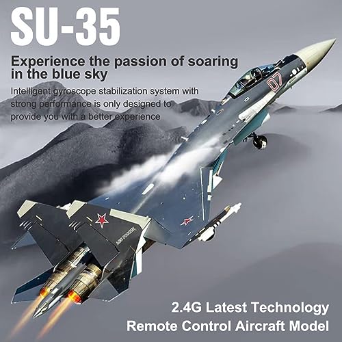 BAUBAUPLAY RC Helicopter SU35 2.4G 4CH Remote Control Fighter Airplane Model for Adults - Flying Birthday Gifts RTF - Image 2