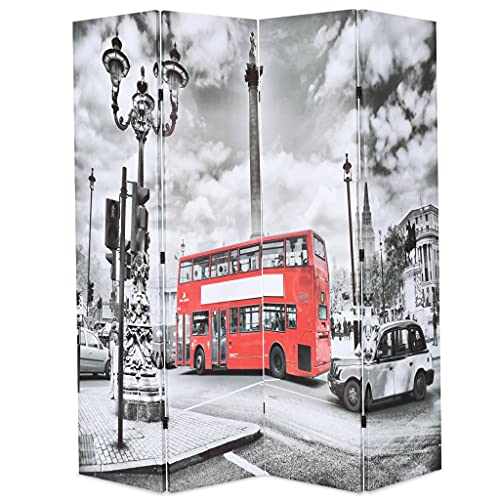 SKM Paravent pliable 160 x 170 cm London Bus Noir/blanc - 874