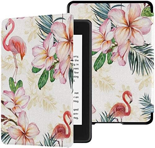 Colorful Star Folio Case for 6" Kindle Paperwhite 10th Generation 2018 - Tropical Theme Lightweight Leather Covers for Kindle Paperwhite 2018 - Waterproof E-Reader Cover - Flamingo & Flowers Pattern