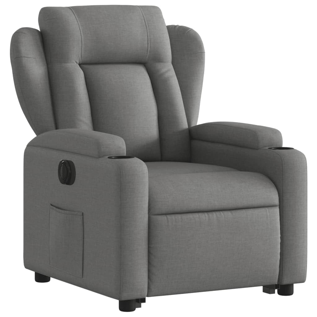 Elektrischer Relaxsessel Dunkelgrau Stoff mit Aufstehhilfe 135° Liegefunktion 77x94,5x100 cm Bequemer TV Lesesessel für Wohnzimmer Schlafzimmer Seniorengerecht