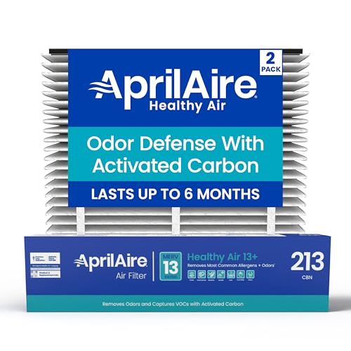 AprilAire 213CBN Replacement Filter for AprilAire Whole House Air Purifiers - MERV 13 with Carbon, Healthy Home Allergy + Odor Reduction, 20x25x4 Air Filter (Pack of 2)