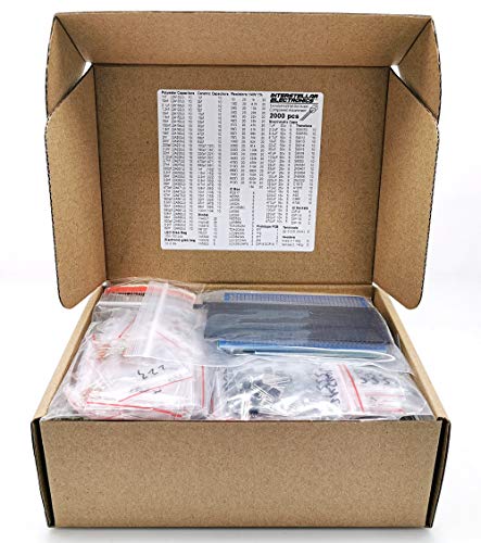Interstellar Electronics Components Assortment Kit, Grab Bag, Ic, Opamp,Resistors, Polyester Capacitors, Led, Pcb, Diodes, Transistors, 2000 Pcs #TOP2
