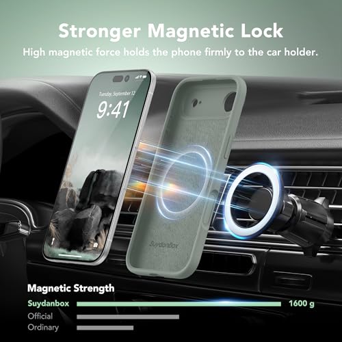 Image of Magnetic for iPhone Air Case, Compatible with MagSafe, [Full Camera Protection][Screen Protector] Silicone Shockproof Protective Phone Case for iPhone 17 Air 6.5 inch, Calke Green