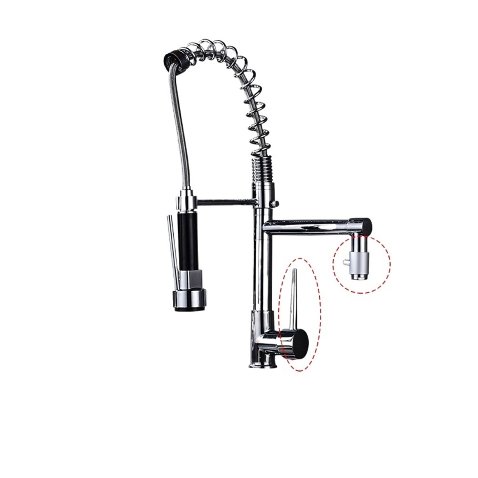 Robinet de cuisine extractible mitigeur d'évier chaud et froid pivotant Chrome JB