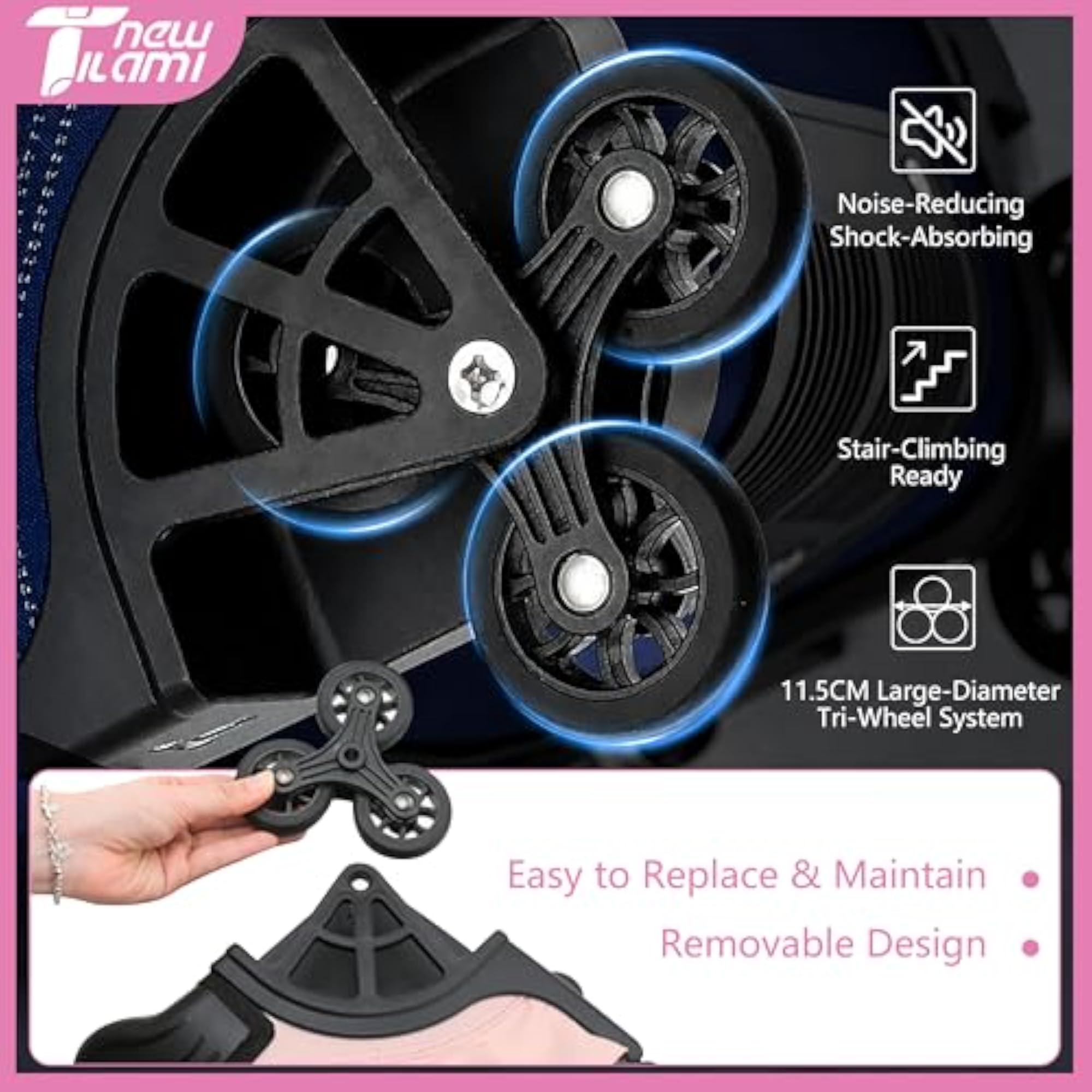 18-Inch Rolling Backpack 6-Wheel for Kids School Travel