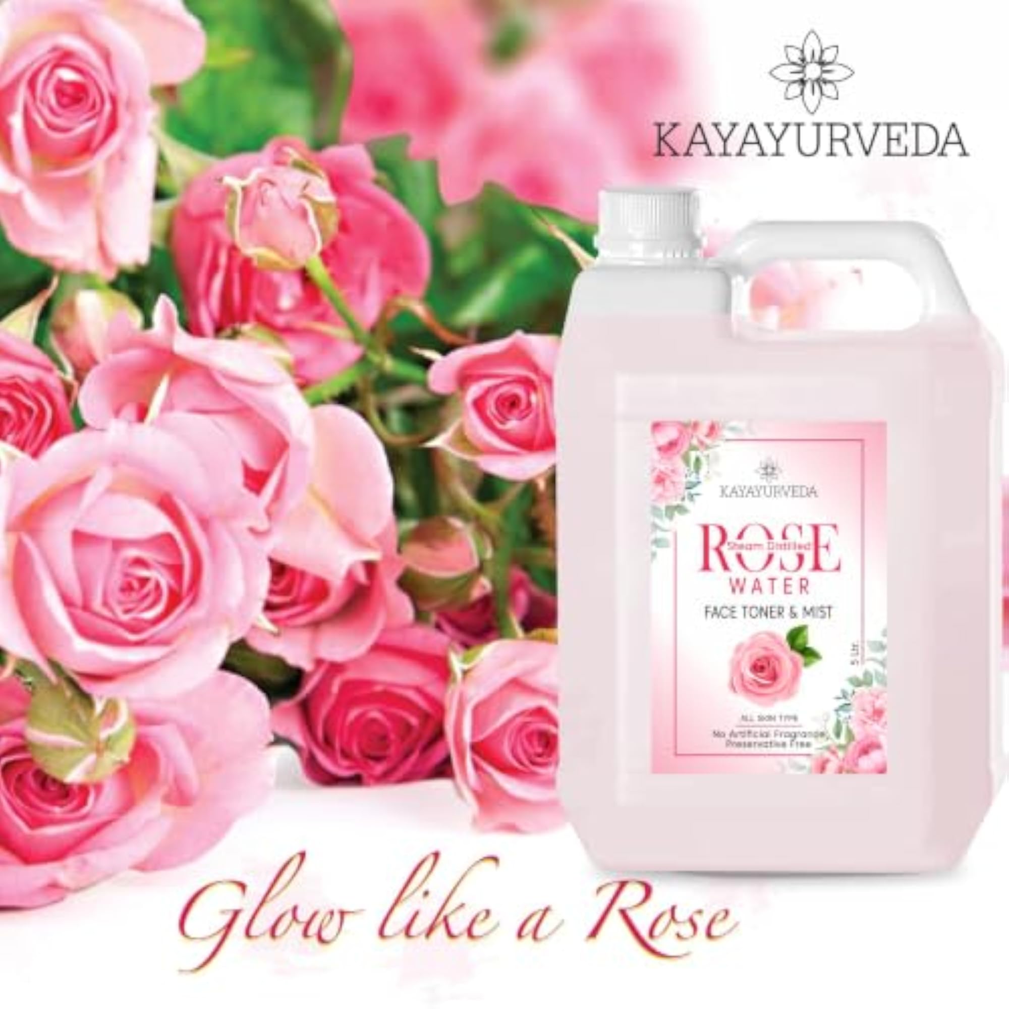 100% Pure Rose Water for Face & Skin Care, 5000 ml