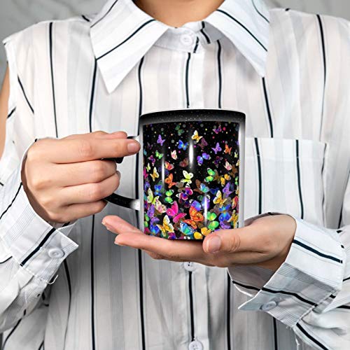 Colorful Butterfly Color Changing Ceramic Coffee Mug Magic Tea Cup Heat Sensitive Unique Novelty Funny For Women Girls Gift #TOP3