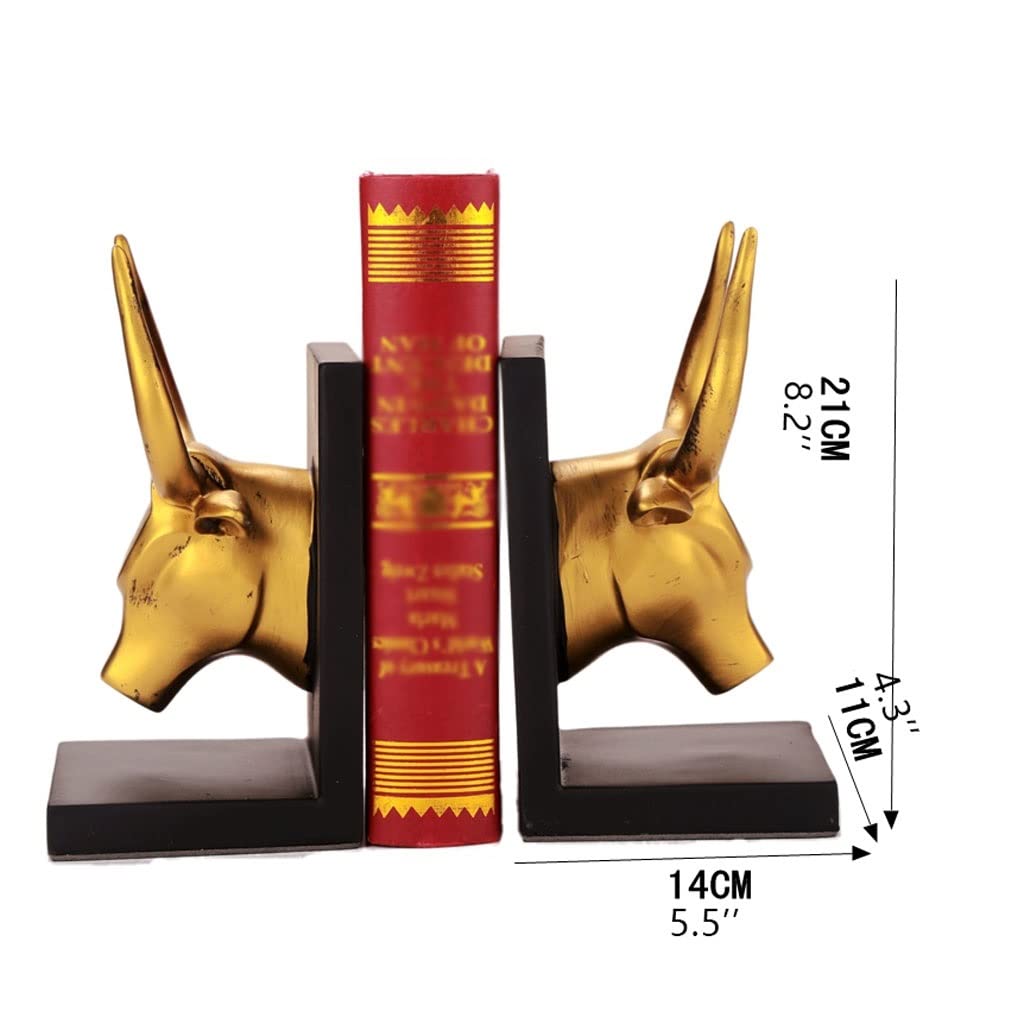Buchstütze Nordic Bull Head Bookends Harzbuch endet Retro Bookend Craft Office Study Desktop Kunst Ornamente Dekoration Geschenk Schreibtisch Dekorative