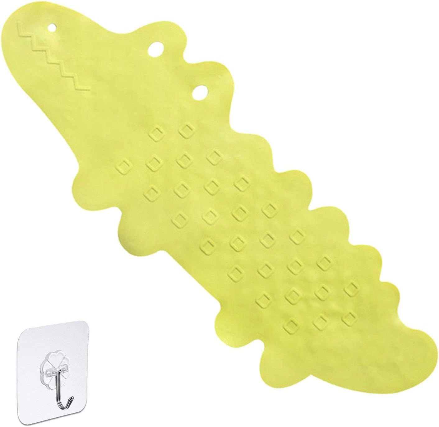 IceMoonExtra Long Non-slip Environmental TPR Rubber Crocodile Bath Mat Shower Tub Mat In The Bath For Babies and Children,with 185 powerful Suction Cup,95 x 34.5 cm, (Green)