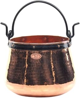 CopperGarden Kupferkessel 10 L mit Henkel I Robuster Kessel aus blankem Kupfer: Ideale Wärmeleitung & -verteilung I Lebensmittelechter Feuerkessel für Gulasch/Feuerzangenbowle uvm.