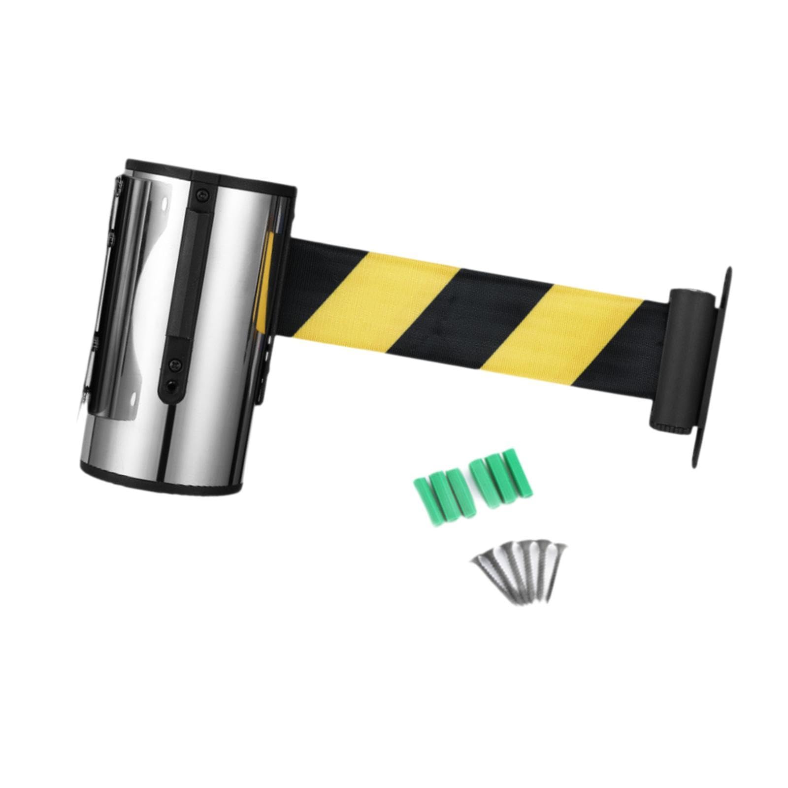 Wall Mounted Retractable Belt Barrier Crowd Control Barrier for Banks Office 5 m Yellow Black-image-39