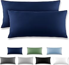REDKEY Pair of Pillowcases 40 x 80 cm, Set of 2 Bed Pillows, with Flip Cover (No Zipper), 100% Microfibre is Soft and Breathable, Dark Blue