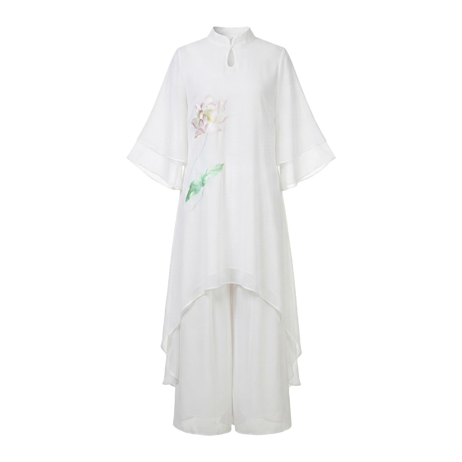 Women's Linen Zen Costume Set,Tai Chi Meditation Cotton Wing Chun(M)