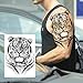 9 Sheets ALISA Cool Large Tiger Face Full Arm Temporary Tattoo Sleeve For Women Realistic Lion King Full Sleeve Temporary Tattoos For Men Kids Black Waterproof Fake Custom Tatoo Tribal Wolf Fox Animal