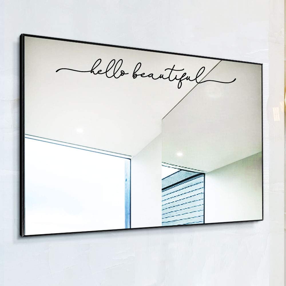 Hello Beautiful Mirror Decal Vinyl Decal Bathroom Decor 18x2.5 inch