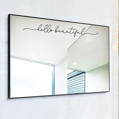 Miniatura 5 de Hello Beautiful Vinilo adhesivo de espejo  18 x 2.5 pulgadas, inspirador adhesivo para pared de baño, fácil de aplicar y quitar, vinilo impermeable