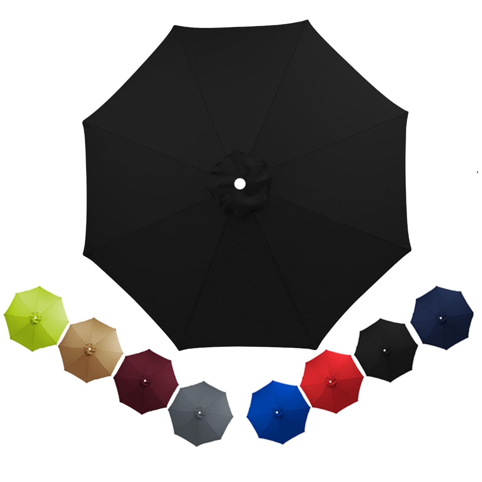Patio Replacement Parasol Canopy Waterproof for 2m 2.3m 2.5m 2.7m 3.0m 3.5m Umbrella Cover Umbrella Replacement Top Outdoor Patio Replacement Parasol Fabric for Pool Beach(Black,3.5m/8ribs)