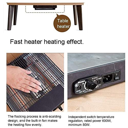 FMXYMC Foot Warmer Coffee Table, Japanese-Style Kotatsu Tables, Tatami Heated Stove Futon Table, with Embedded Heater, Soft Blanket, Rug, Classic Print,B