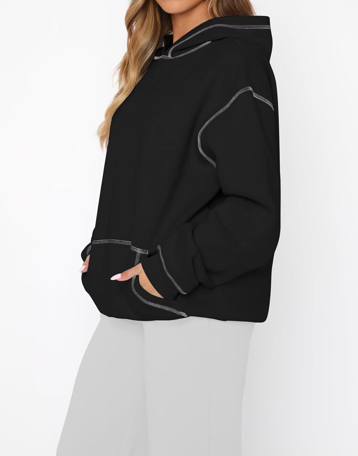 INFITTY Womens Hoodies Long Sleeve Tops Fleece Sweatshirts Fall Fashion 2025 Pullover Sweaters With Pocket Winter Clothes - Image 3