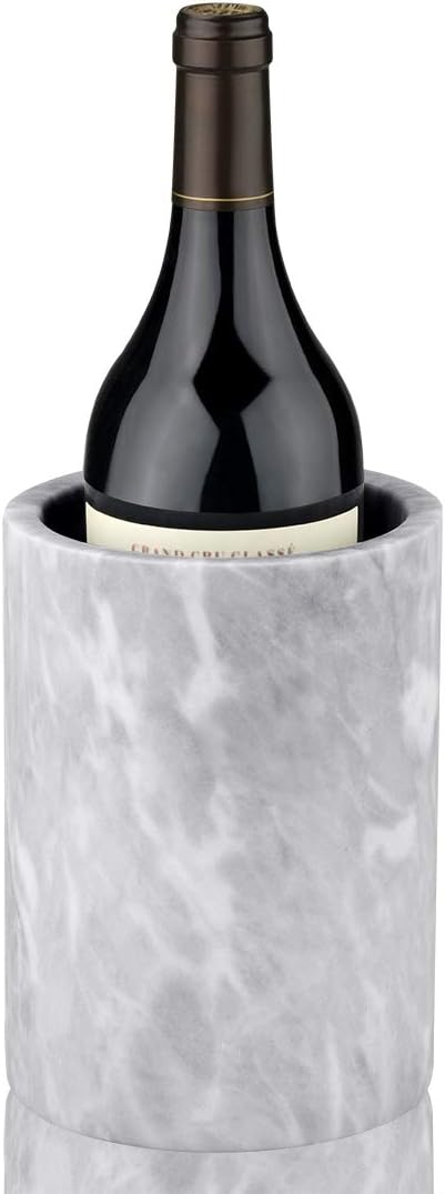 Linkidea Natural Marble Wine Cooler, Elegant Wine Insulation Bucket for Bottles, Gift for Wine Enthusiasts, Ideal for Gatherings and Events (White)