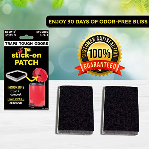 Trash Can, Diaper Pail, Garbage Bin Deodorizer | Works With Itouchless, Dekor, Munchkin, Diaper Genie, Ubbi | 100% Natural Activated Carbon Patch | 2 Pack | Chemical & Fragrance Free Odor Eliminator #TOP3
