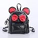 IBTOM CASTLE Women Cartoon PU Leather Mouse Ear Bow Backpack Shoulder Mini Bag Rucksack Black&Red