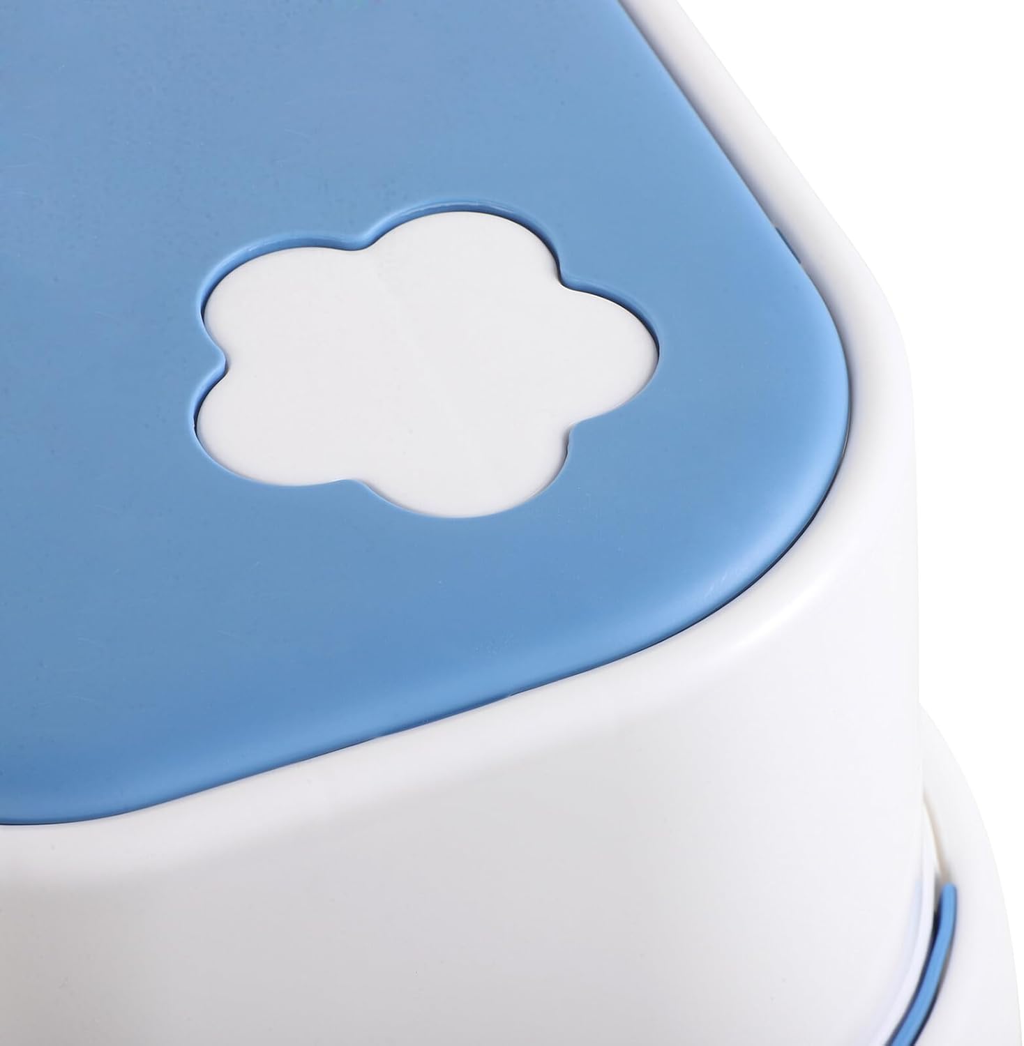 Housoutil Double-Layer Bathroom Step Stool Non-Slip Plastic Toilet Step Stool Blue and White Design Bathroom Sink for Boys