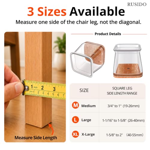 Image of Chair Leg Floor Protectors Square for Hardwood Floors 35 Pcs Large | Furniture Leg Felt Pads Caps Covers, Protect Wooden Floors from Scratching, Glide Easily (Fit:1-1 /16 inch to 1-5 /8 inch)