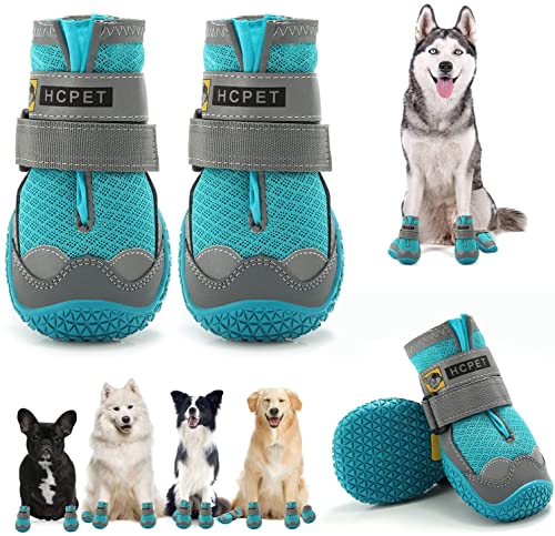 Image of PETANGEL HCpet Dog Boots for Hardwood Floor | Breathable Shoes | Booties With Reflective Anti-Slip Sole | Outdoor Paw Protectors With Rubber Soles for Hiking and Running (Size: 5)