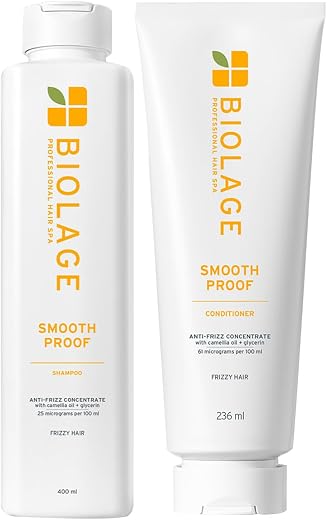 Biolage Smoothproof Professional 2-Step Combo | Shampoo 400ml + Conditioner 236ml I Up to 72HR Frizz Control| With Camelli...