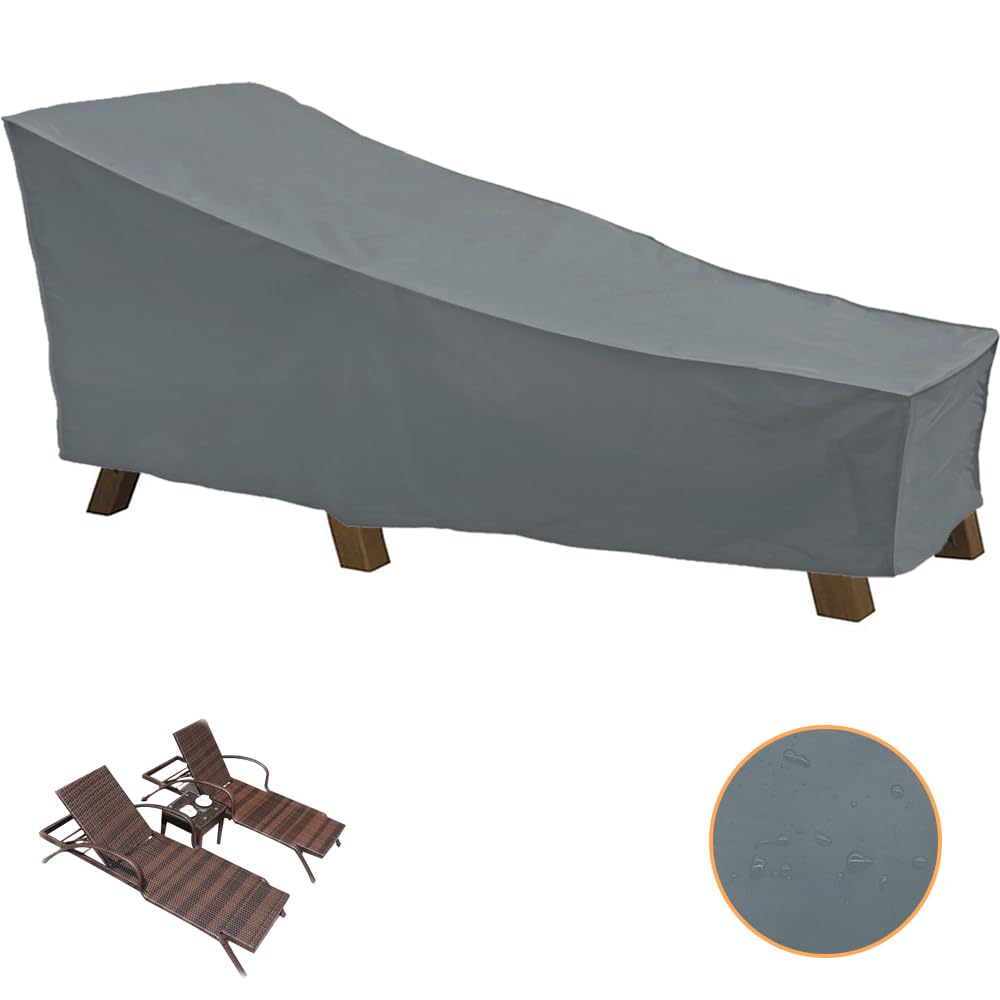 Gluckluz Beach Chair Cover Sunbed Cover Outdoor Lounger Chaise Canopy Waterproof Patio Lounge Covers UV Resistant for Pool Sofa Furniture（210 * 75 * 80cm, Grey)