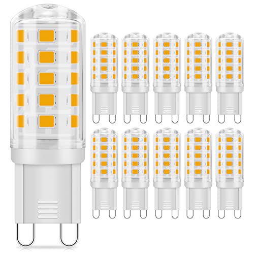 AWSGHLF G9 LED Bulb, G9 LED Warm White 3000K, 3.5W Equivalent to 28W-40W Halogen, Energy Saving, No Flicker, Non Dimmable, 400LM (Warm White, 10)