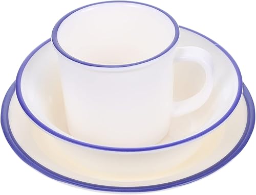 Hemoton Expresso - Juego de vajilla esmaltada de melamina esmaltada, incluye platos, cuencos y tazas, platos esmaltados irrompibles para servir en
