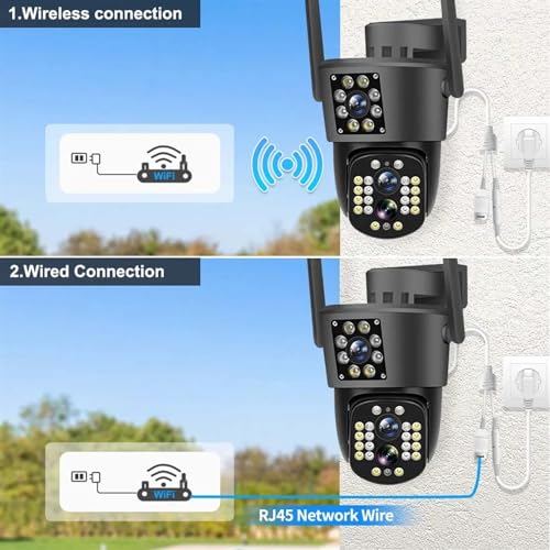 Cámara IP exterior 5K profesional con tres lentes de 12MP 6