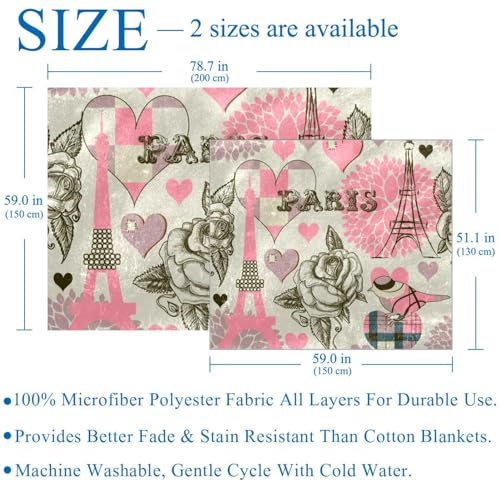 Couverture cadeau microfibre rose motif Paris chic pour petits et grands - 4