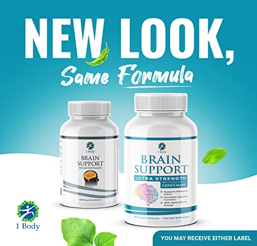 1 Body Brain Support Focus Supplement Pills - Support Healthy Brain Function With Nootropics, Improve Memory And Boost Focus - Alpha Gpc, Lions Mane Extract, Bacopa Monnieri #TOP1