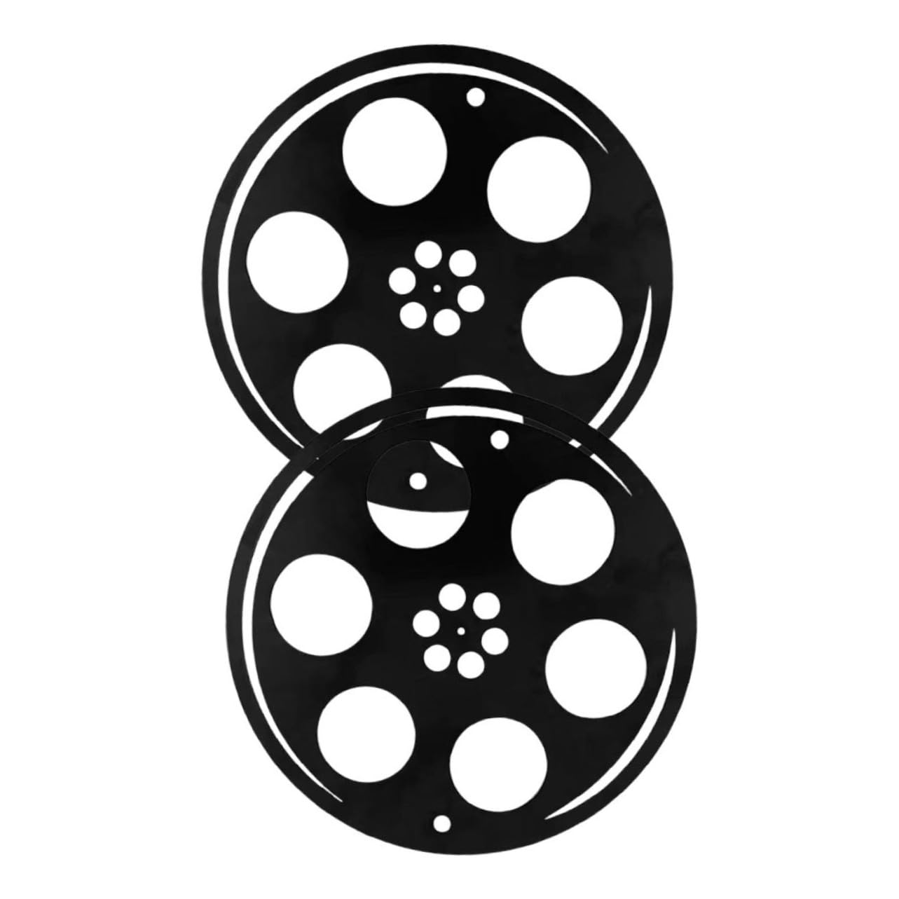 Décor rétro pour cinéma maison avec cette double sculpture de bobine de film en fer