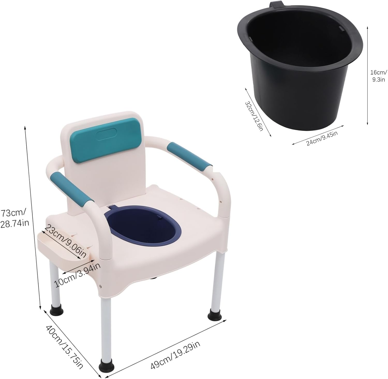 Bedside Commodes Chair, Toilet Chair, Eligible Bedside Commode for Seniors, Portable Toilet for Adults with with Duty Drop Arms & Removable Bucket, Commode Toilet, Weight Capacity of 400 Lbs