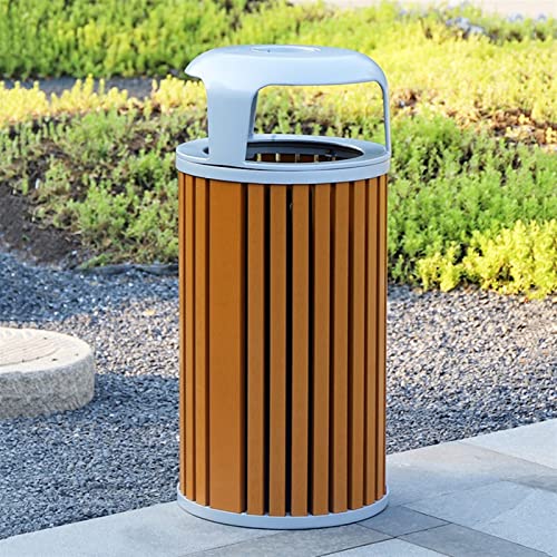Abfalleimer für den Außenbereich, Mülleimer für den Außenbereich, Mülleimer aus Aluminiumguss, Holz, mit 3 großen Ausgießern, einfacher Mülleimer aus Metall, Abfallbehälter mit Aschenbecher, 2 Fa – Bild 7