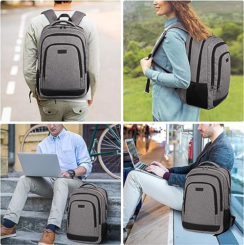 CLUCI Laptop Backpack for Men Women School Backpack College Bookbag for Men Water Resistant Travel Work Backpacks Fits 15.6" Laptop Business Computer Bag with USB Charging Port Grey2