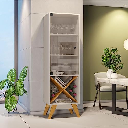 Cristaleira 1 Porta Graça Candian Jcm Móveis Off White/cinamomo