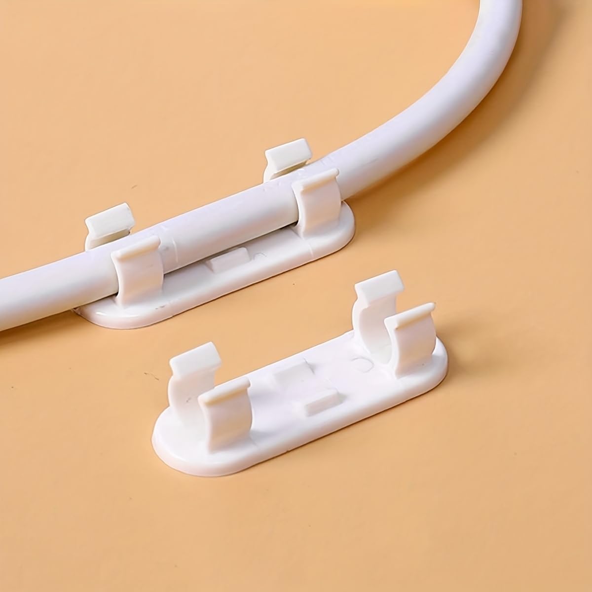 30Pcs White Adjustable Cable Clips, Adhesive No-Drill Removable Cord Organizers, Durable Plastic for TV PC Network Cable Management Home Office Desk Wall DIY