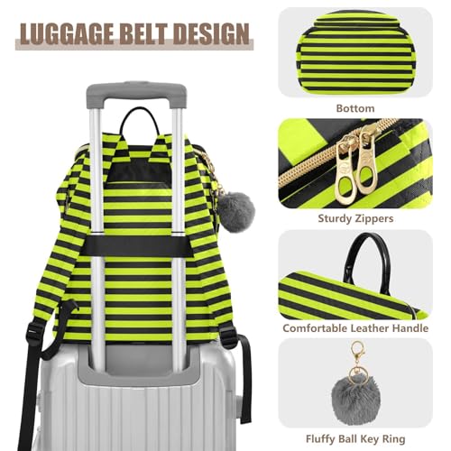KLL Bright Yellow Black Strips Backpacks for Women Premium Casual Day Back Women Shoulder Bag for Gym Work Travel4