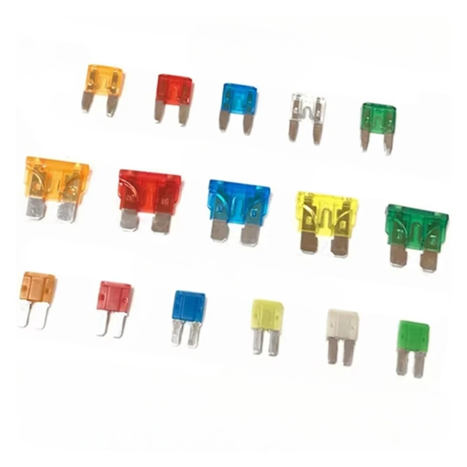100/50/10 fusibles en miniatura M2 pequeños y medianos para coche, tipo cuchilla automotriz, fusible 1A, 2A, 3A, 5A, 7. 10A, 15A, 20A, 25A, 30A, 35A, 40A, 50A (50A, 100 unidades_mediano)