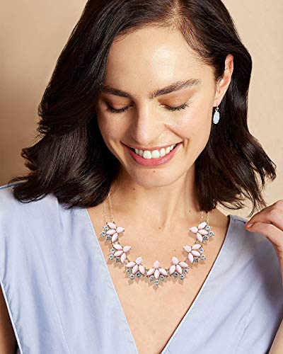 Jertocle Holiday Necklace For Women Crystal Mardi Gras St.patrick's Day Flower Collar Necklace Rhinestone Carnival Lucky Bib Choker Necklace Festive Party Jewelry Gifts (Pink) #TOP1