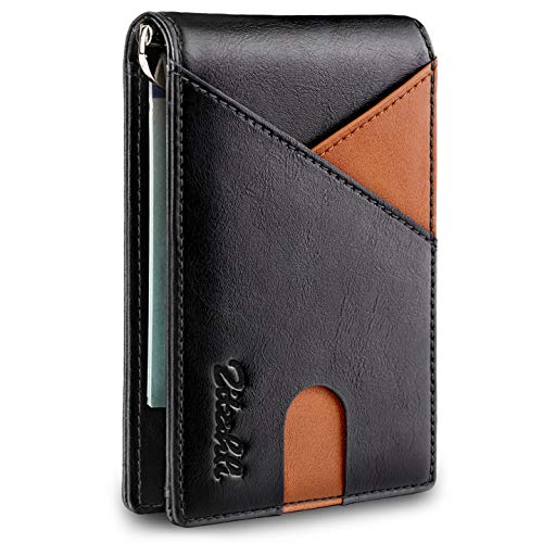 Zitahli Mens Slim Wallet with Money Clip RFID Blocking Bifold Credit Card Holder for Men with ID Window and Gift Box, Fitting up to 10 Cards
