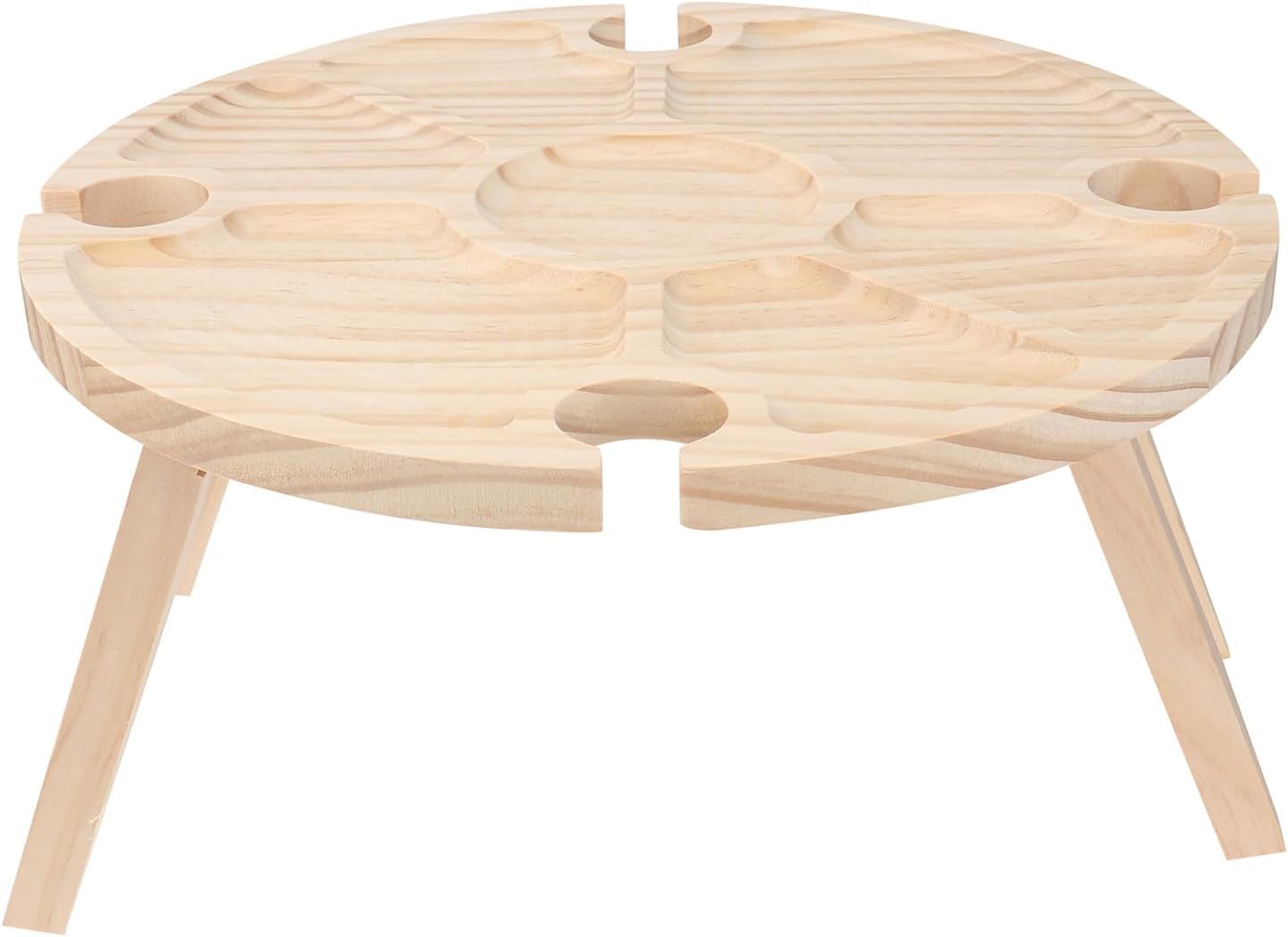 Foldable Wooden Outdoor Picnic Table Serving Desk Portable Wood Table for Camping, Wine, and Dining Use