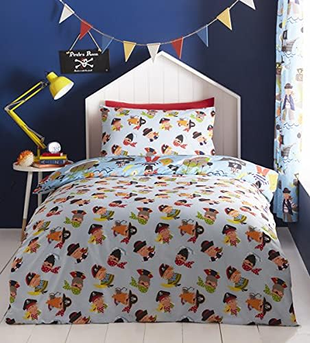 Kids' Club Bedding Kidz Club Map Pirate Treasure Children's Single Duvet Cover Set Reversible, Multicolor